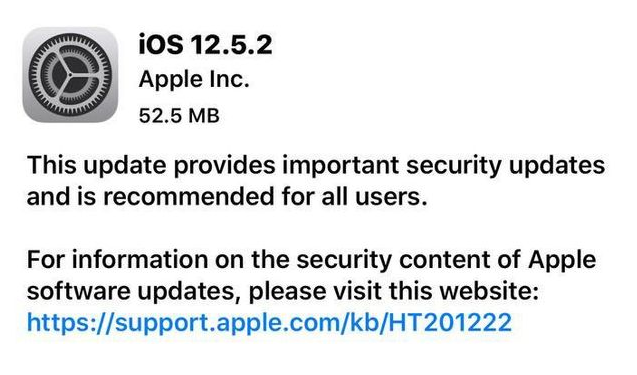 杜集苹果手机维修分享iOS12.5.2发布，建议所有老苹果用户安装 